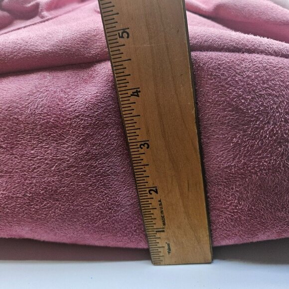 Supergirl Pink Faux Suede Backpack W/ Rhinestone Logo Furry Trim Bling Superhero - Picture 9 of 16